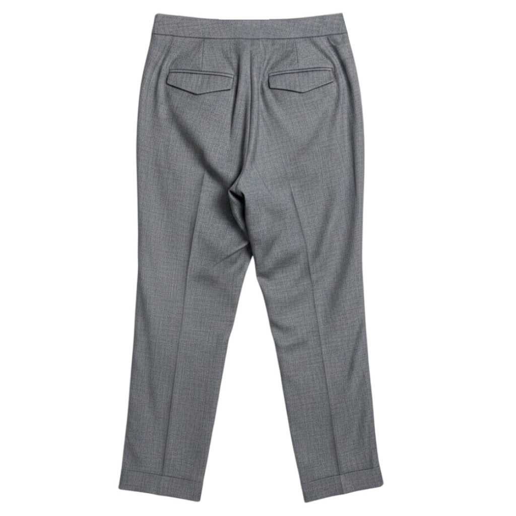Peserico Light Grey Metallic Tailored Cuffed Straight Leg Wool Trousers
