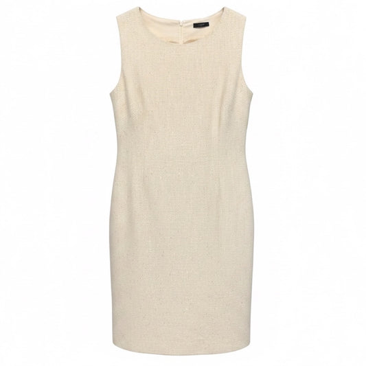 Peserico Ivory Shimmer Tweed Sleeveless Midi Dress