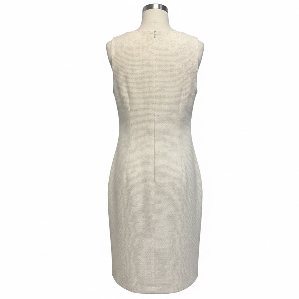 Peserico Ivory Shimmer Tweed Sleeveless Midi Dress