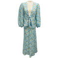 Load image into Gallery viewer, Scanlan Theodore Sky Blue Printed Tie Front Linen Maxi Dress
