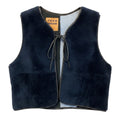 Load image into Gallery viewer, Rosa Mosa Navy / Black Shearling Vest with Tie Front
