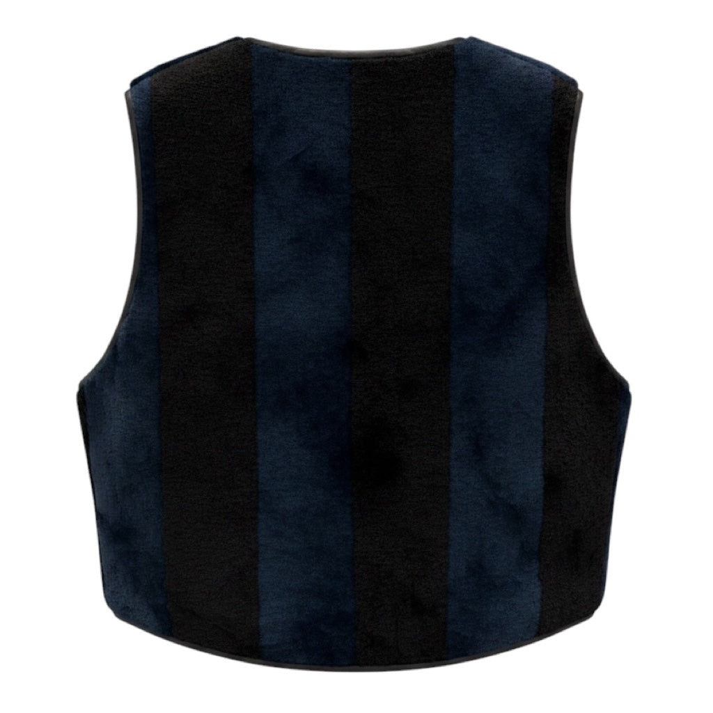 Rosa Mosa Navy / Black Shearling Vest with Tie Front