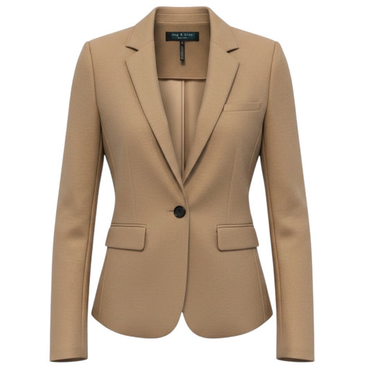 Rag & Bone Tan One Button Wool Jacket