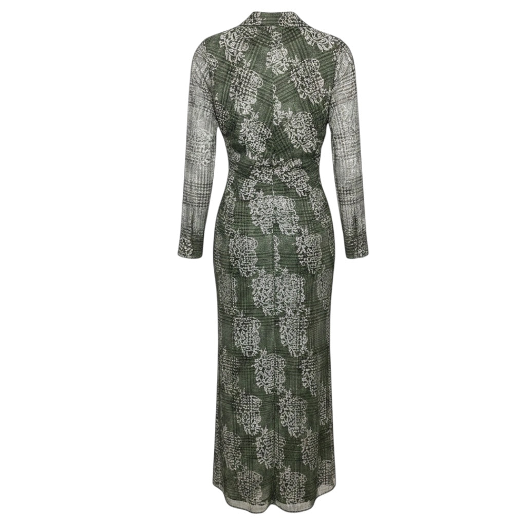 Ramy Brook Green Wyatt Plaid Long Sleeved Button Front Midi Dress