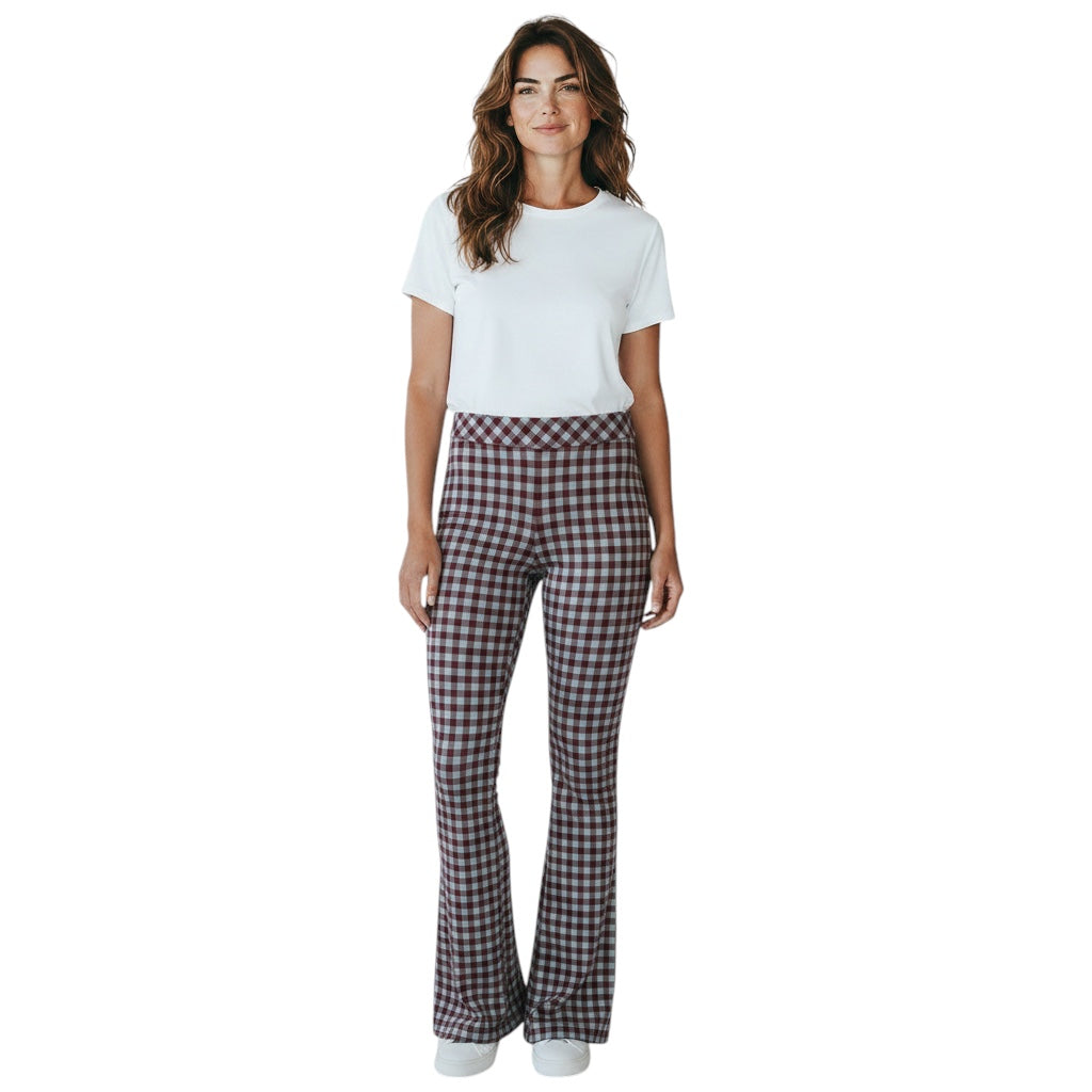 Rosetta Getty Blue / Red Gingham Jacquard Flare Pant