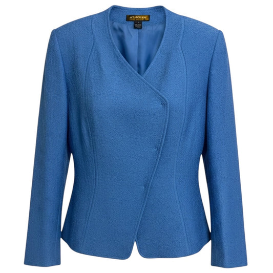 St. John Cerulean Blue Textured Knit Jacket