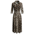 Load image into Gallery viewer, Samantha Sung Brown / White Leopard Print Cotton Midi Dress with Belt
