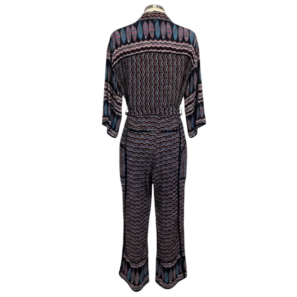 Sea New York Navy Blue Multi Printed Jumpsuit with Belt
