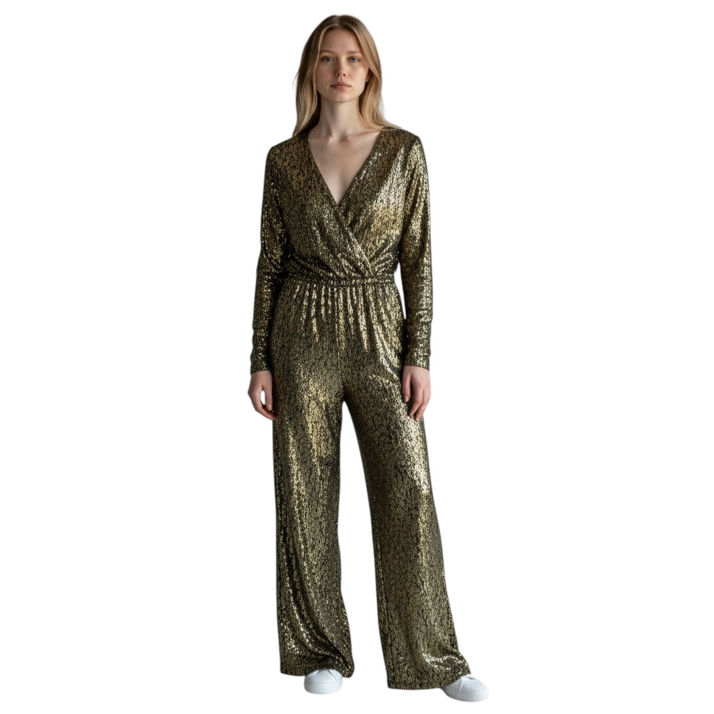 forte_forte Light Blue / Gold Metallic Velvet Top and Wide Leg Pants