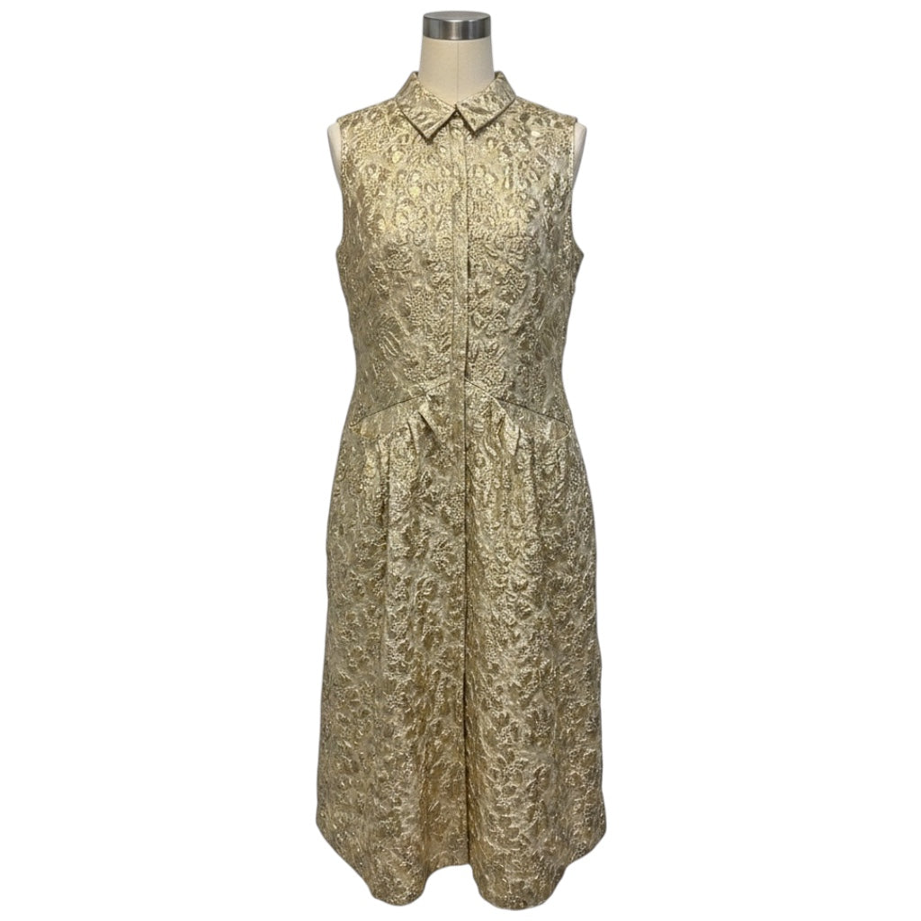 Simone Rocha Gold Metallic Sleeveless Textured Jacquard Midi Dress
