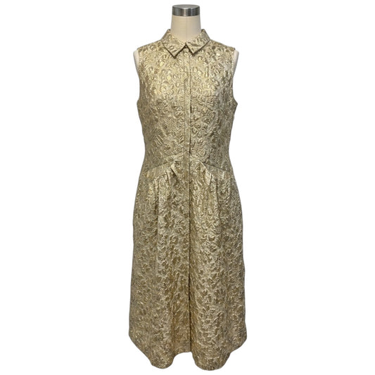 Simone Rocha Gold Metallic Sleeveless Textured Jacquard Midi Dress