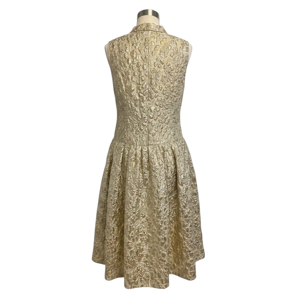 Simone Rocha Gold Metallic Sleeveless Textured Jacquard Midi Dress