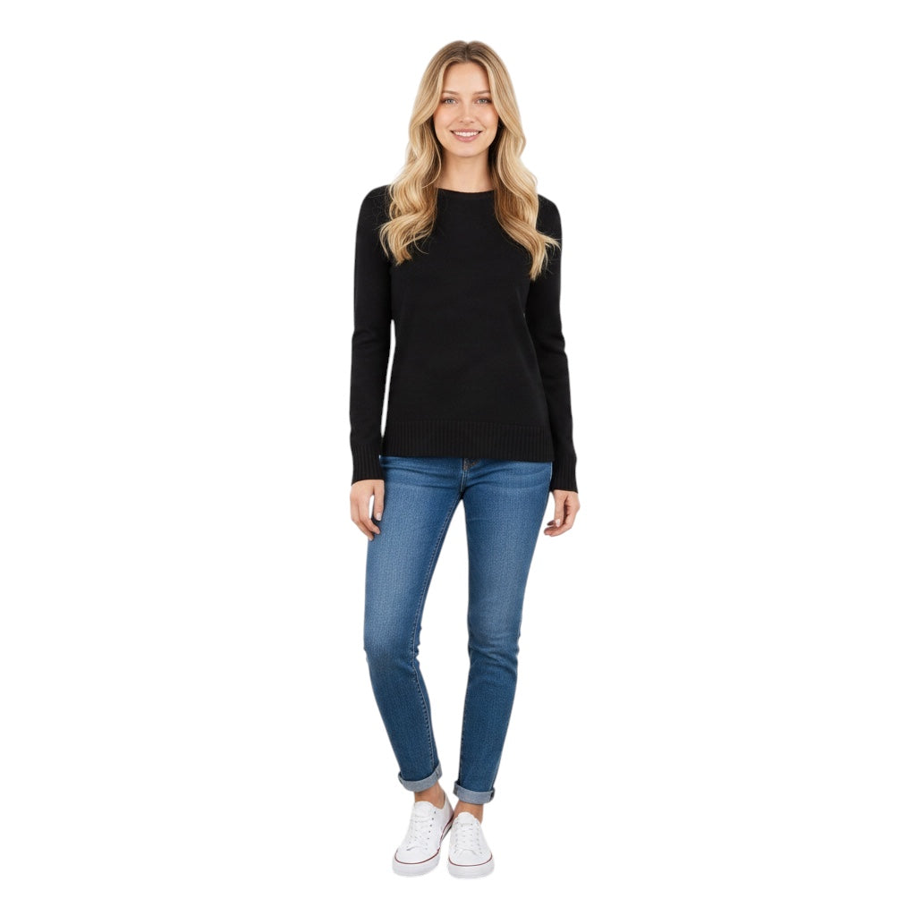 Loro Piana Black Baby Cashmere Long Sleeved Crewneck Pullover Sweater