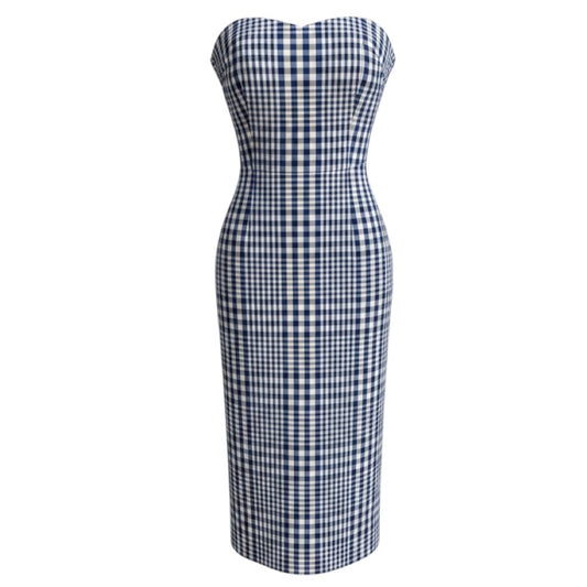 Theory Blue Multi Dillon Plaid Phyly Midi Dress