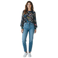 Load image into Gallery viewer, Preen by Thornton Bregazzi Black / Blue Multi Chevron Print Silk Blouse
