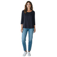 Load image into Gallery viewer, The Row Navy Blue Three Quarter Sleeved Cotton Top
