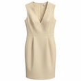 Load image into Gallery viewer, The Row Beige Sleeveless V-Neck Fitted Stretch Lambskin Leather Midi Dress
