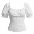 Load image into Gallery viewer, Rosie Assoulin White Le Garden Collection Ruffled Trim Short Sleeved Cotton Bustier Top
