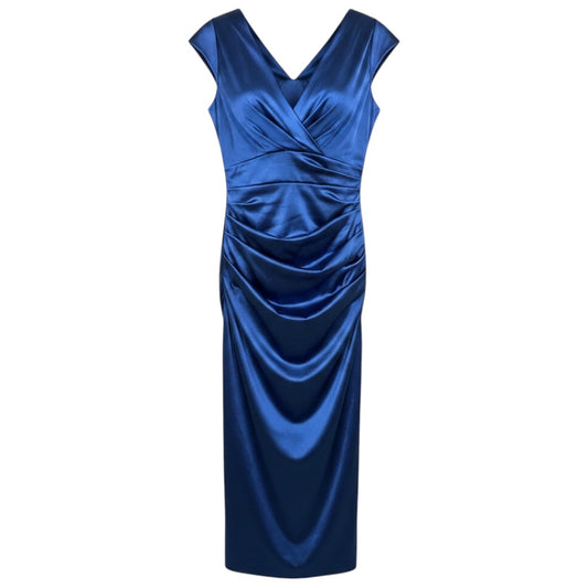 Talbot Runhof Blue Ruched Silk Taffeta Cocktail Dress