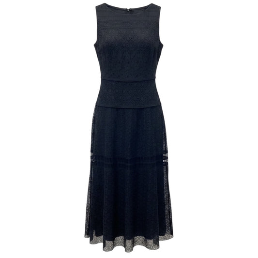 Talbot Runhof Navy Blue Sleeveless Lace Midi Dress
