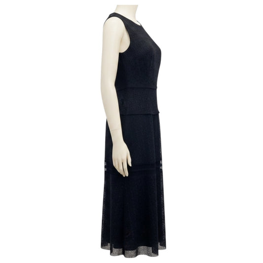 Talbot Runhof Navy Blue Sleeveless Lace Midi Dress
