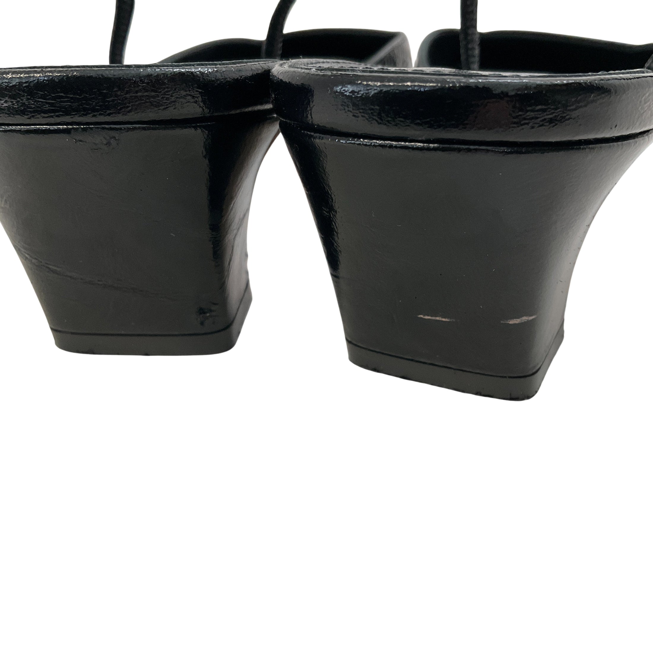 Khaite Black Patent Leather Roosevelt 75 Slingback Pumps