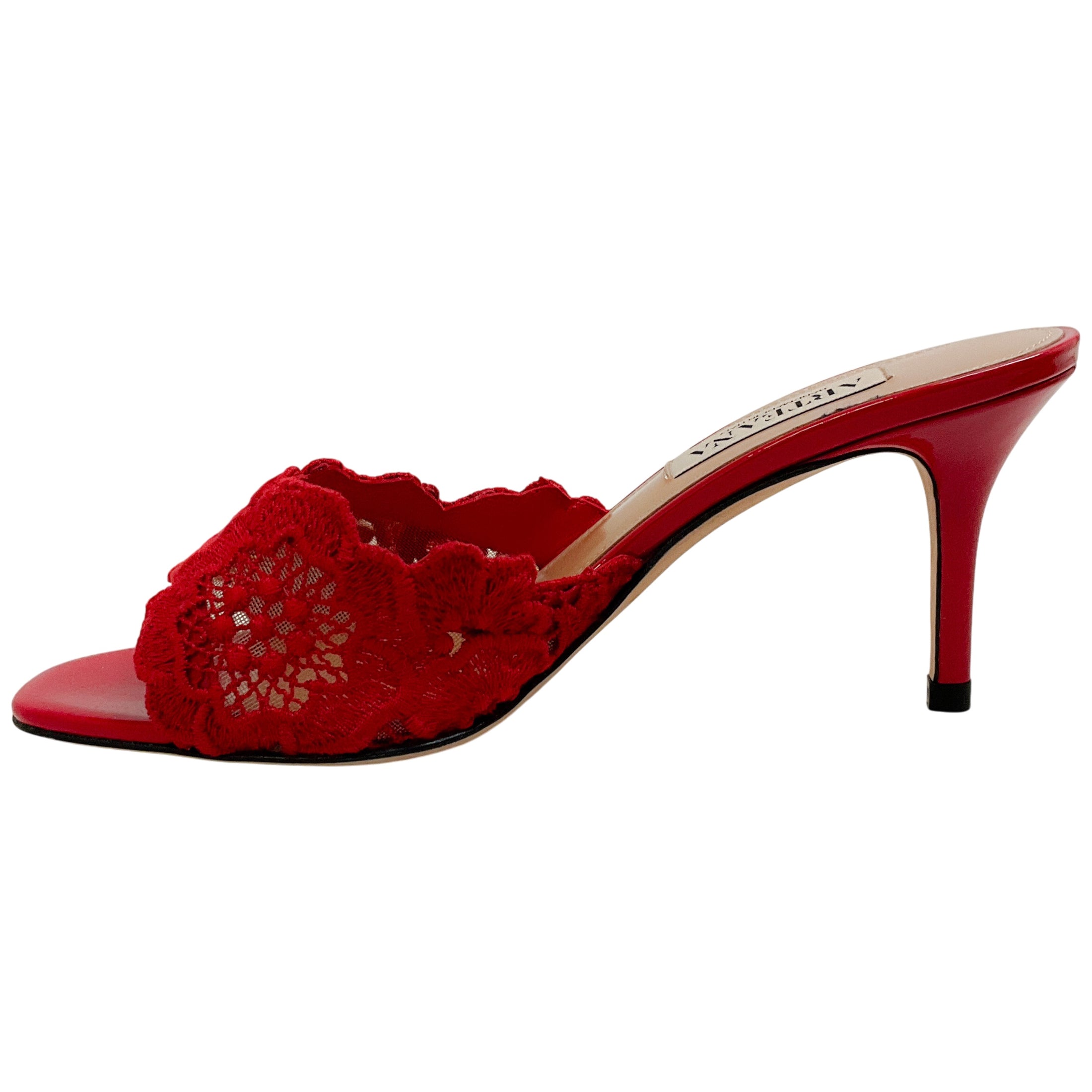 Arteana Red Crochet Lace Slide Mule Sandals