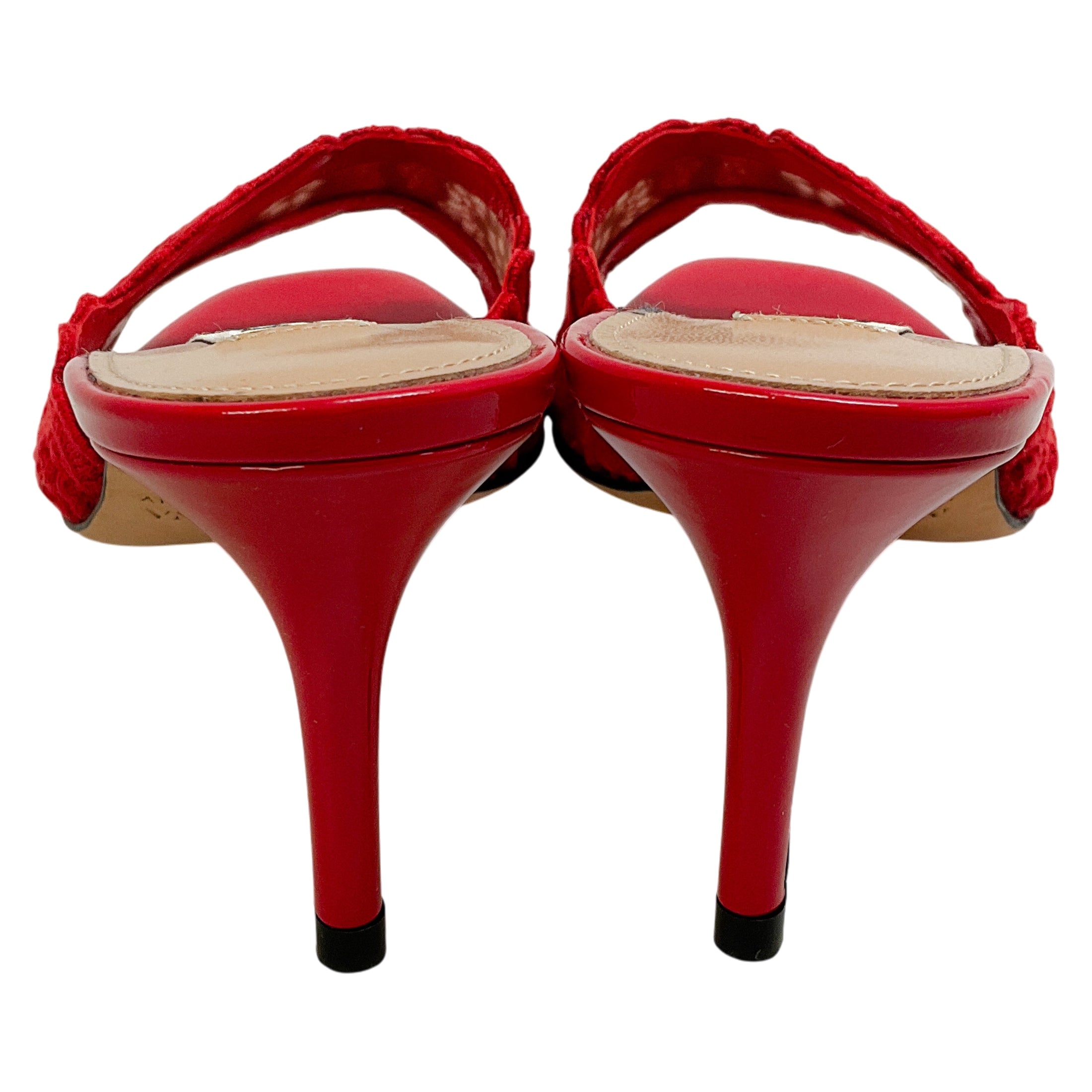 Arteana Red Crochet Lace Slide Mule Sandals