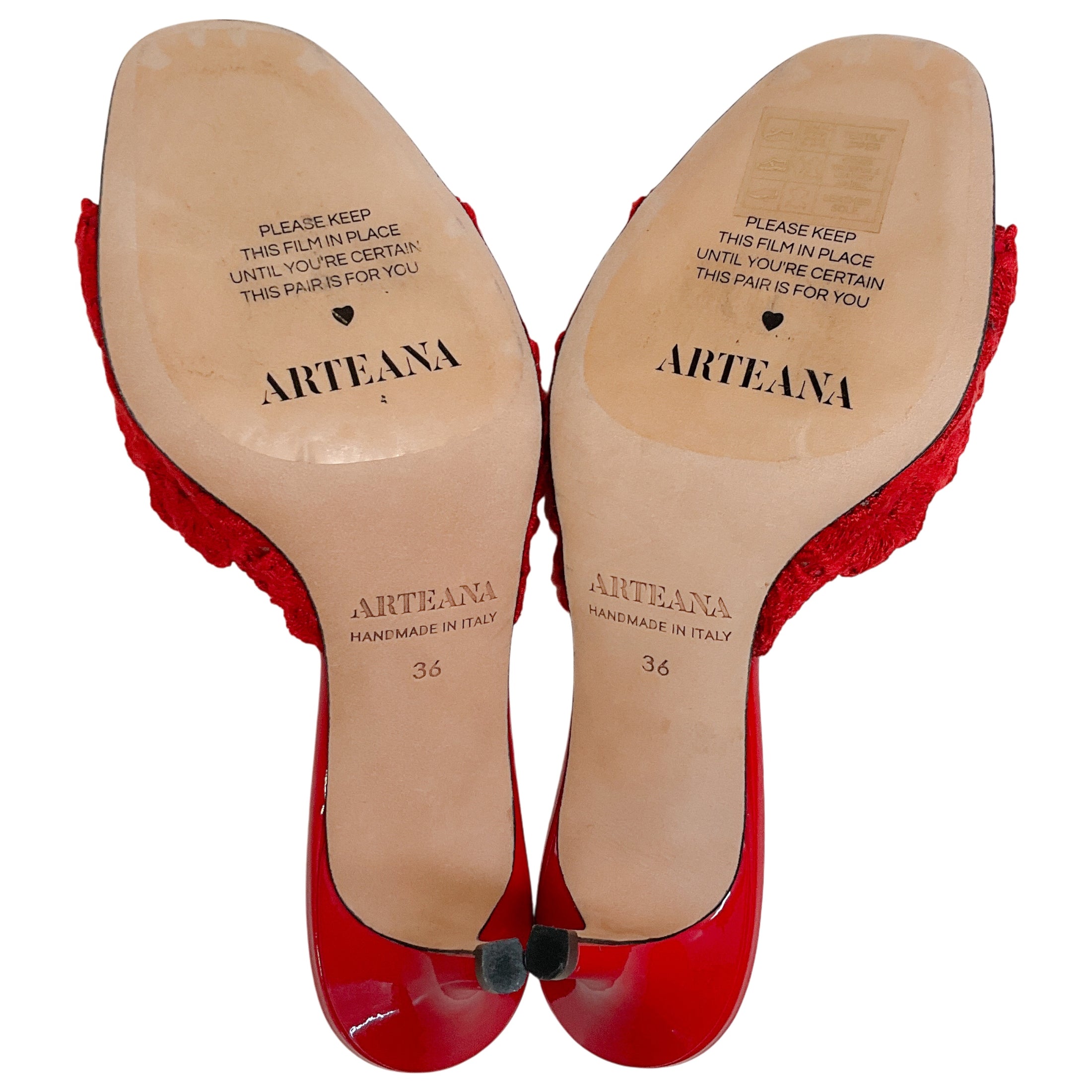 Arteana Red Crochet Lace Slide Mule Sandals