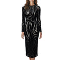 Load image into Gallery viewer, Versace Black Jersey Velour Jacquard Zebra Midi Dress
