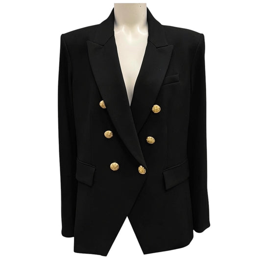 Veronica Beard Black Miller Dickey Jacket with Gold Buttons