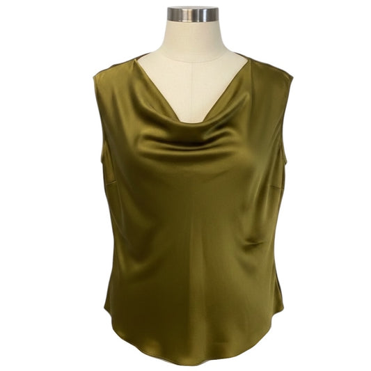 Veronica Beard Moss Green Tam Sleeveless Silk Satin Top