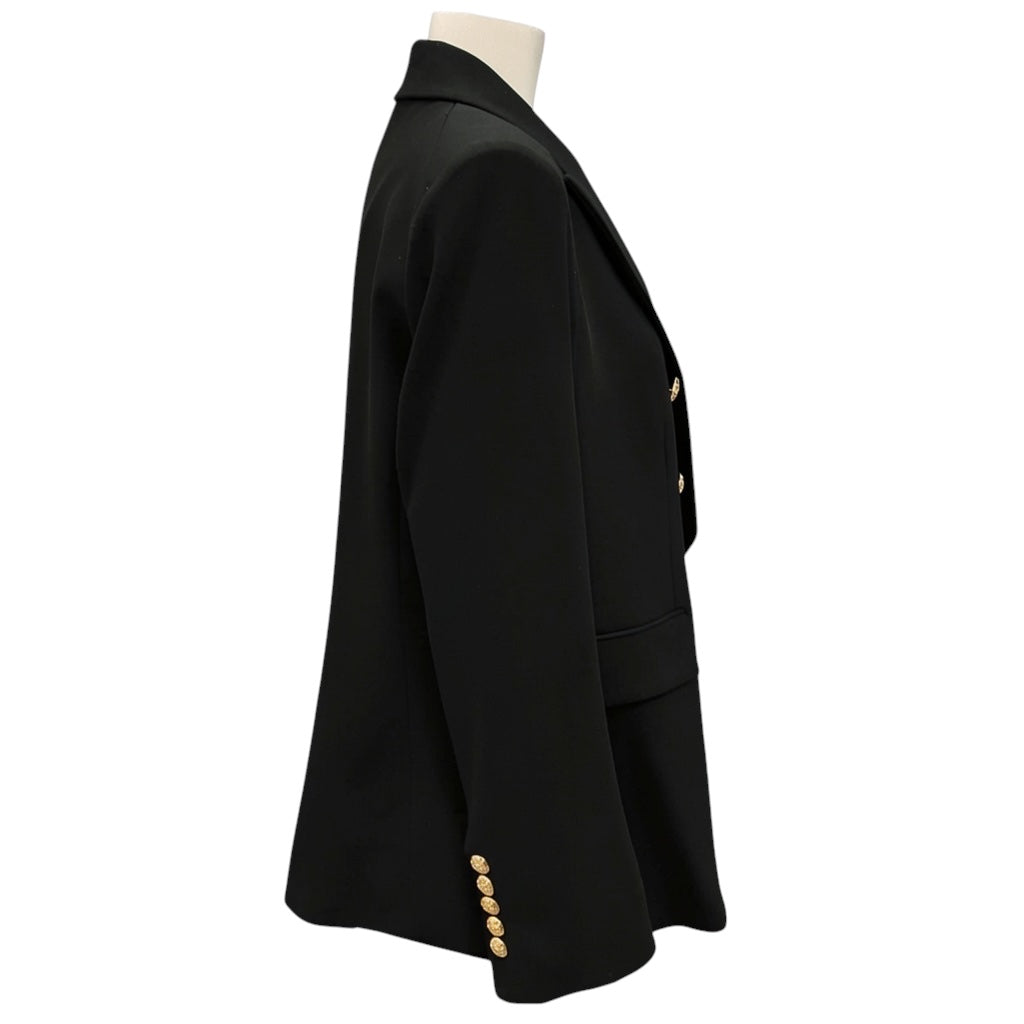 Veronica Beard Black Miller Dickey Jacket with Gold Buttons