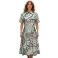 Load image into Gallery viewer, Valentino Ivory / Green Multi Printed Short Sleeved Cotton Midi Dress
