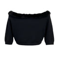 Load image into Gallery viewer, Valentino Black Cropped Knit Shrug Cardigan Sweater with Fur Trim
