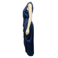 Load image into Gallery viewer, Veronica Beard Steel Blue Casela Ruched Sleeveless V-Neck Silk Midi Dress

