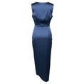 Load image into Gallery viewer, Veronica Beard Steel Blue Casela Ruched Sleeveless V-Neck Silk Midi Dress

