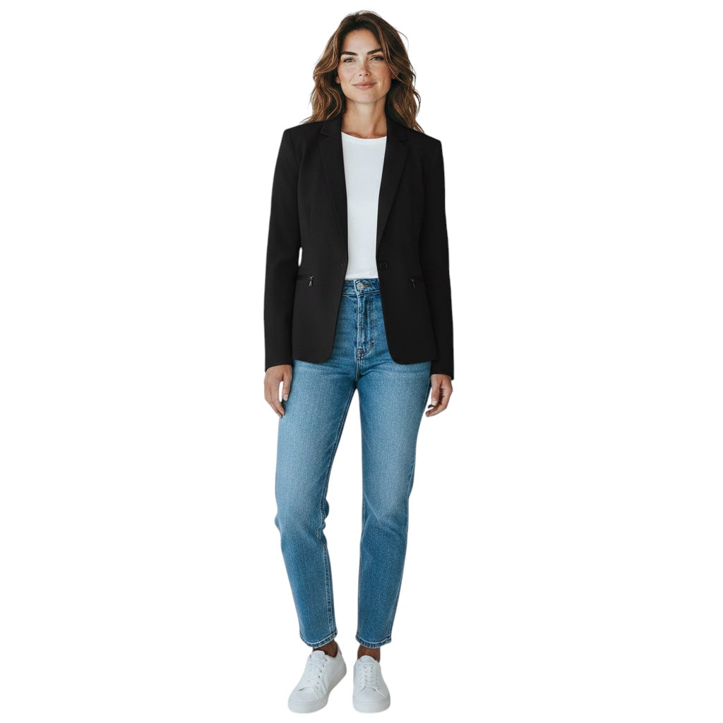 Veronica Beard Black Iconic Scuba Dickey Jacket