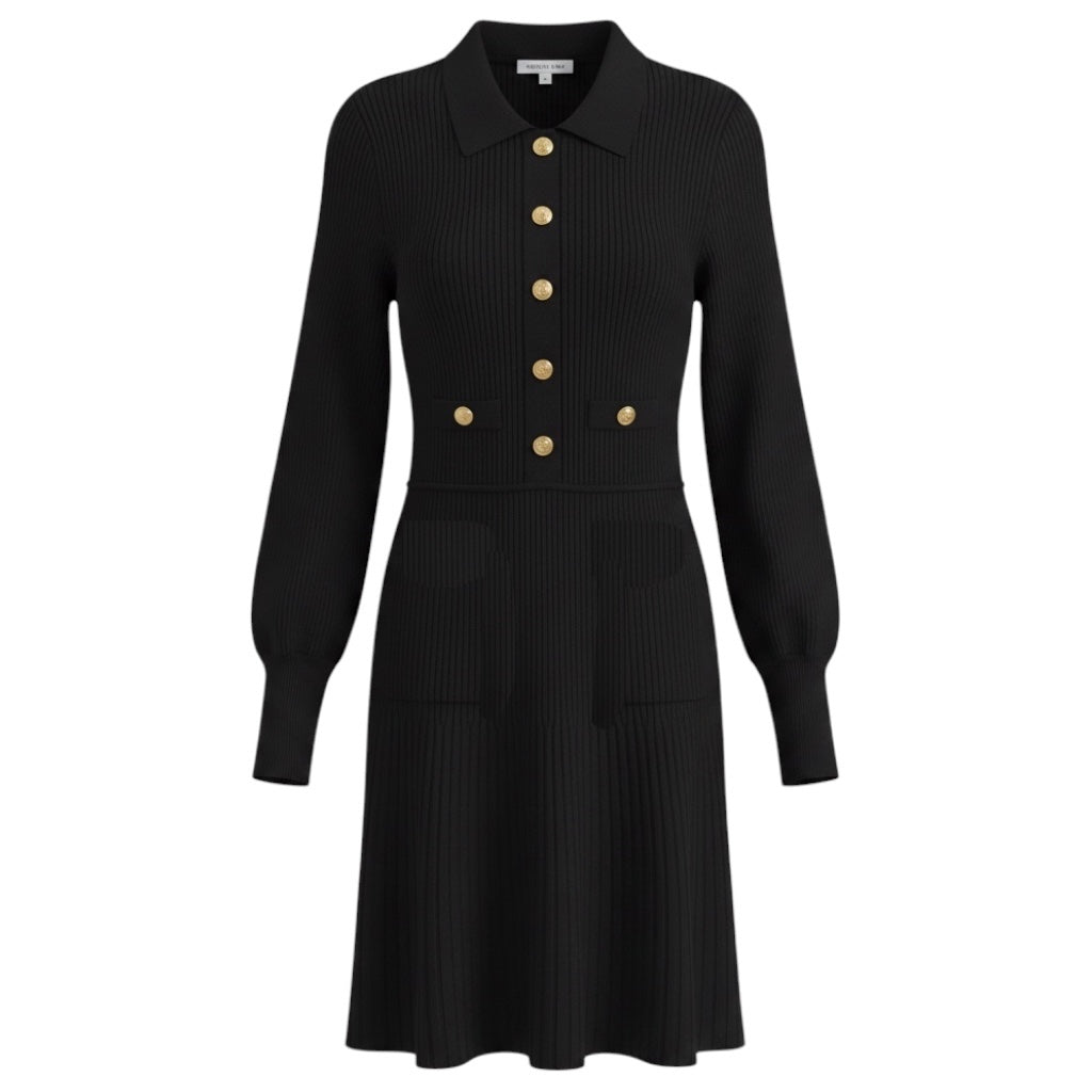 Veronica Beard Black Lauper Sweater Dress