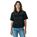 Load image into Gallery viewer, Veronica Beard Black Cotton Cropped Broderie Anglaise Spruce Top

