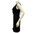 Load image into Gallery viewer, Valentino Black Ruffled Zipper Detail Sleeveless Wool Knit Dress with Lace Back
