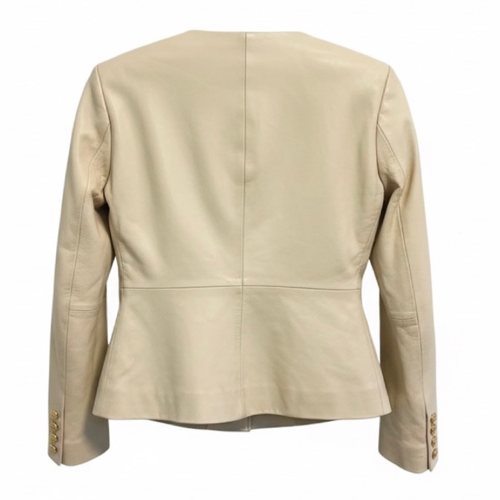 Walter Baker Ivory Leather Jacket with Gold Buttons