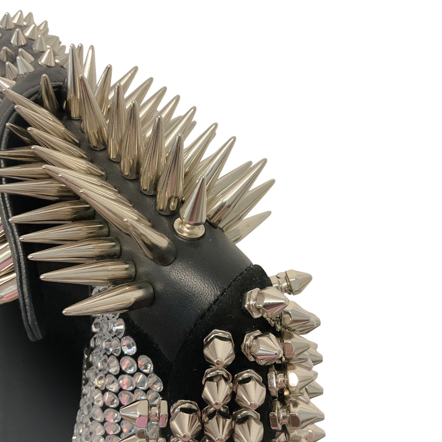 Philipp Plein Black Leather Moto Jacket With Studs And Stones