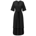 Load image into Gallery viewer, Yigal Azrouel Black Lace Up Puckered High Low Midi Dress with Belt
