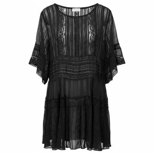 Zimmermann Black Sheer Silk and Lace Dress