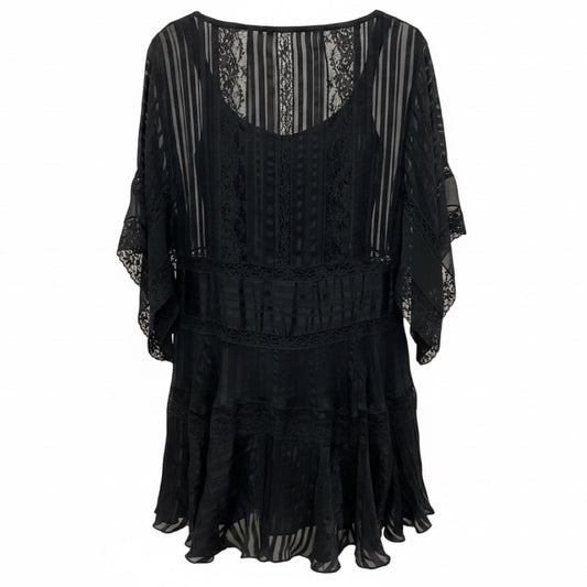 Zimmermann Black Sheer Silk and Lace Dress