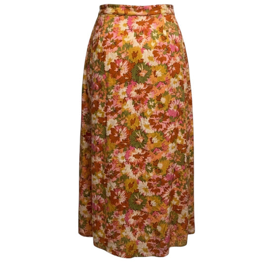 Zimmermann Pink / Green Multi Floral Printed Cotton Midi Skirt