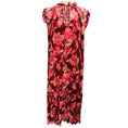 Load image into Gallery viewer, Zimmermann Burgundy / Pink Peony Floral Print Concert Flutter Midi Dress
