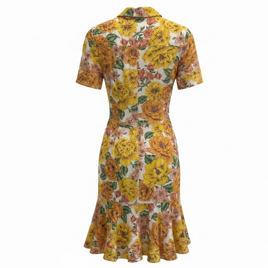 Zimmermann Yellow Multi Floral Printed Linen Dress