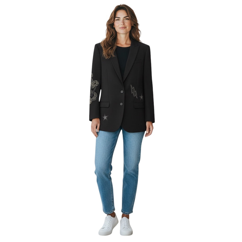 Zadig & Voltaire Black Viva Bis Multi Embellished Blazer Jacket